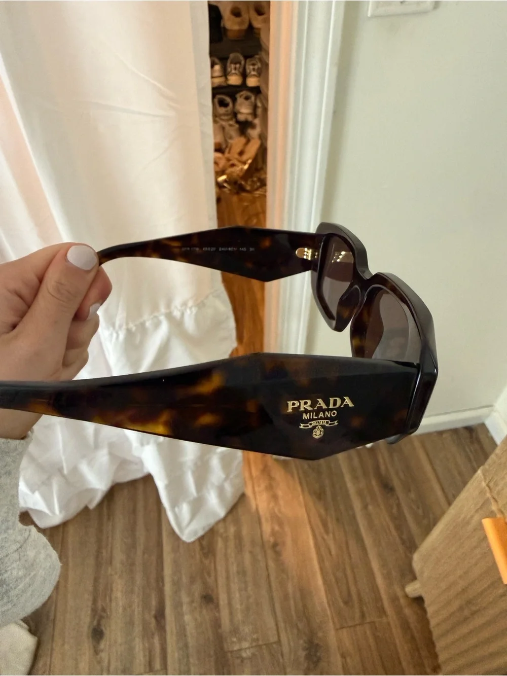 Prada Tortoiseshell Sunglasses Arms with Gold Logo
